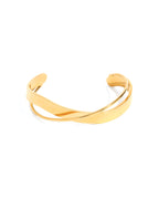 18K gold plated twisted double band open cuff bracelet — HYFN