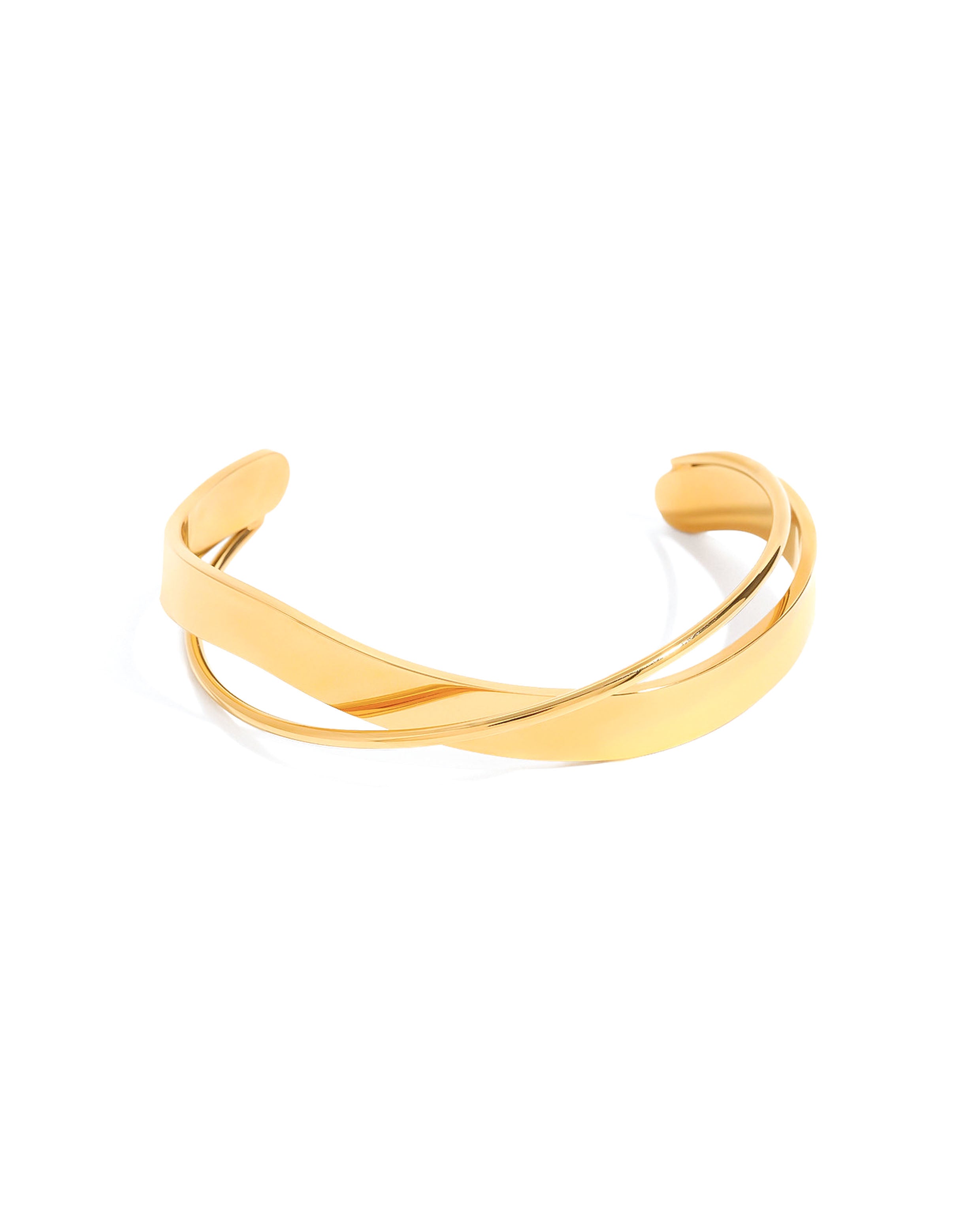 18K gold plated twisted double band open cuff bracelet — HYFN