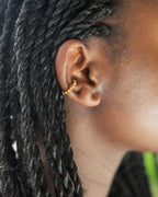 Model wearing 18K gold plated beaded ear cuff — HYF