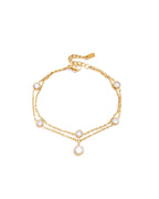 18K gold plated double chain bracelet with crystal charm — HYFN