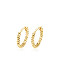 18K gold plated beaded huggie hoop earrings — HYFN