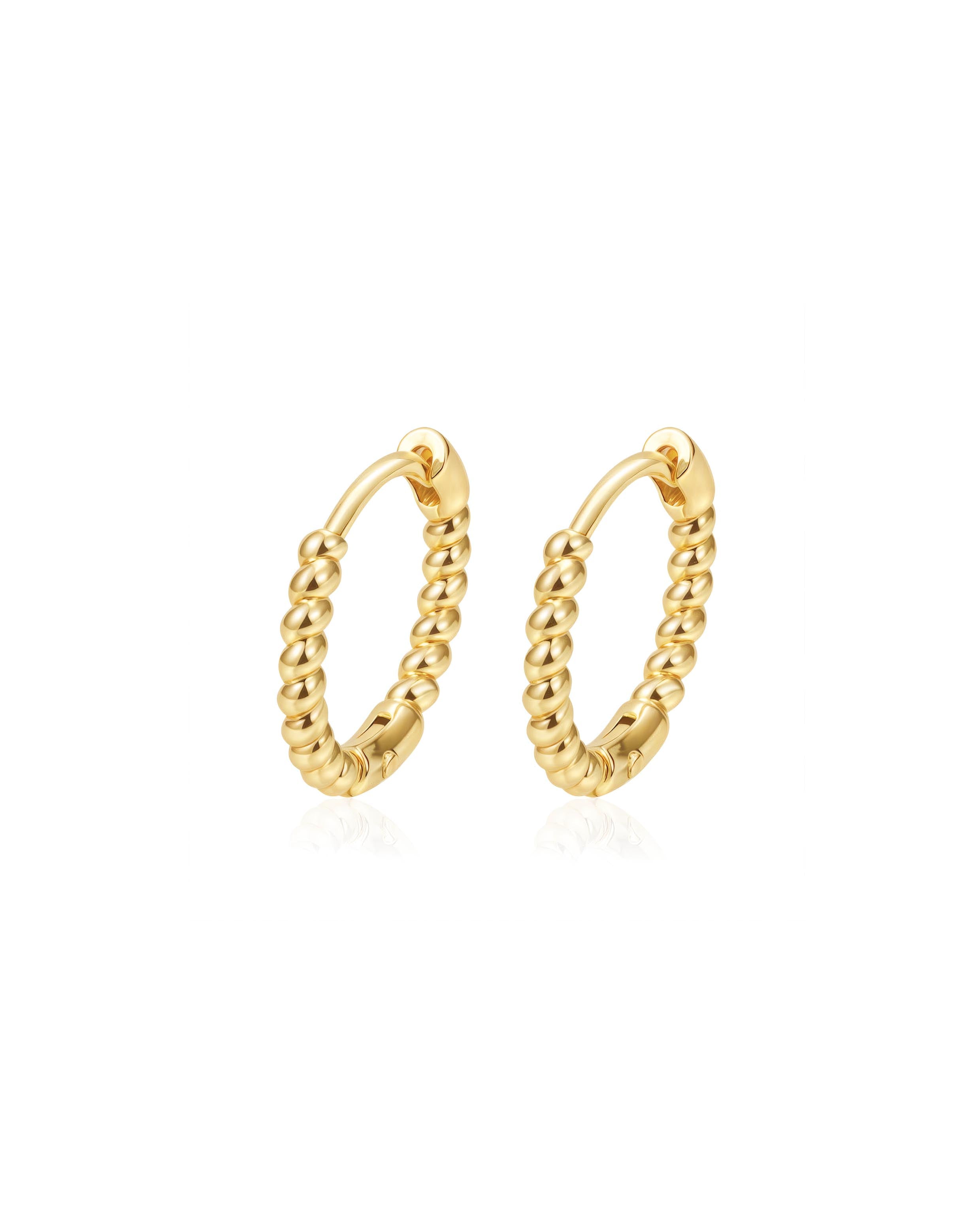 18K gold plated beaded huggie hoop earrings — HYFN