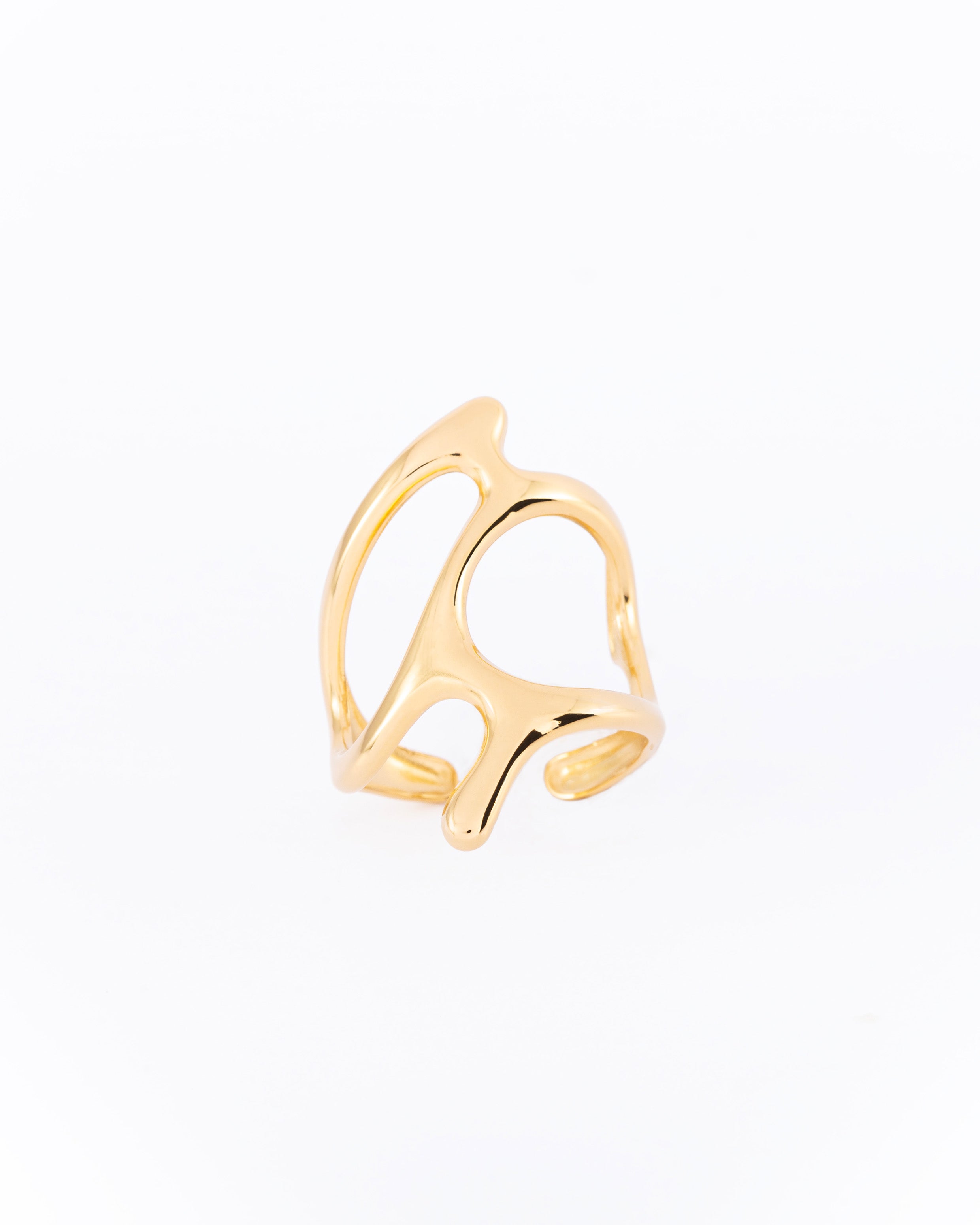 18K gold plated wide cutout abstract statement ring — HYFN