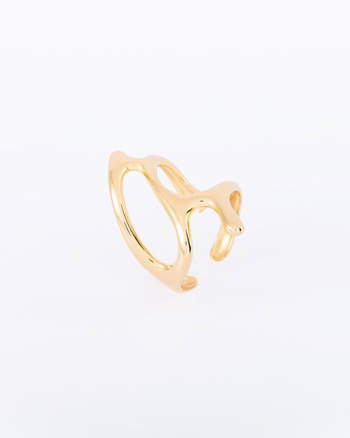18K gold plated open cutout abstract sculptural ring — HYFN