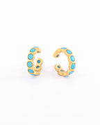 18K gold plated turquoise stone ear cuffs — HYFN