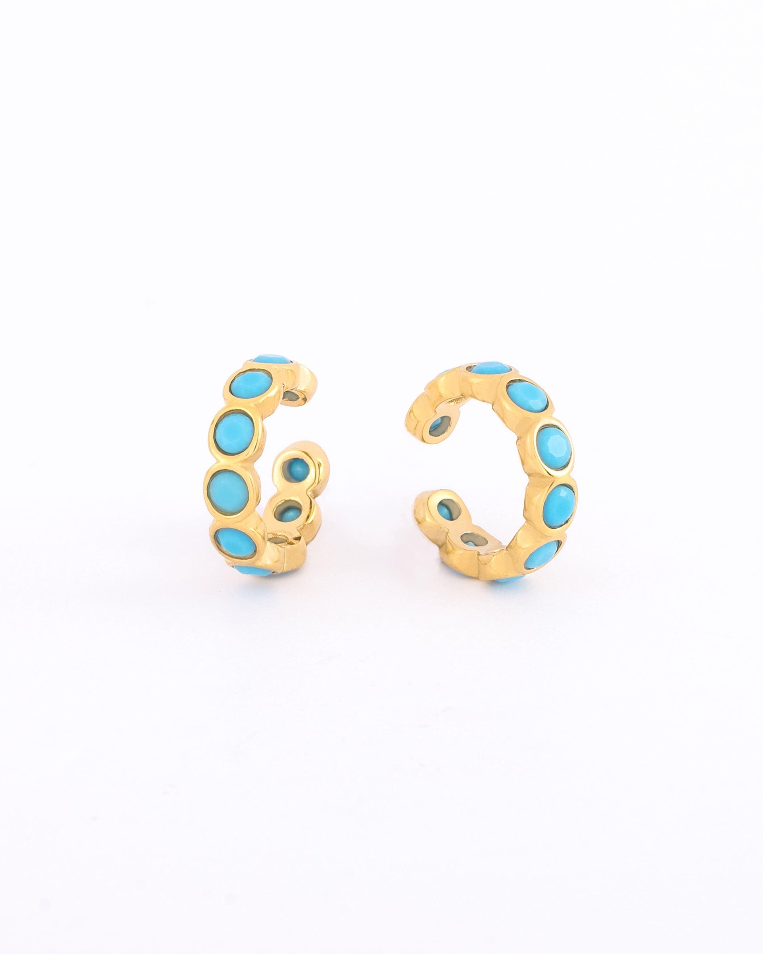 18K gold plated turquoise stone ear cuffs — HYFN