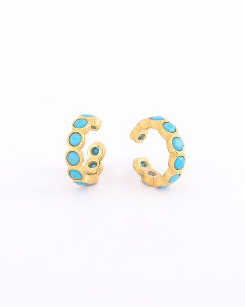 18K gold plated turquoise stone ear cuffs — HYFN