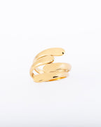 18K gold plated bold sculptural wrap ring with asymmetric ends — HYFN