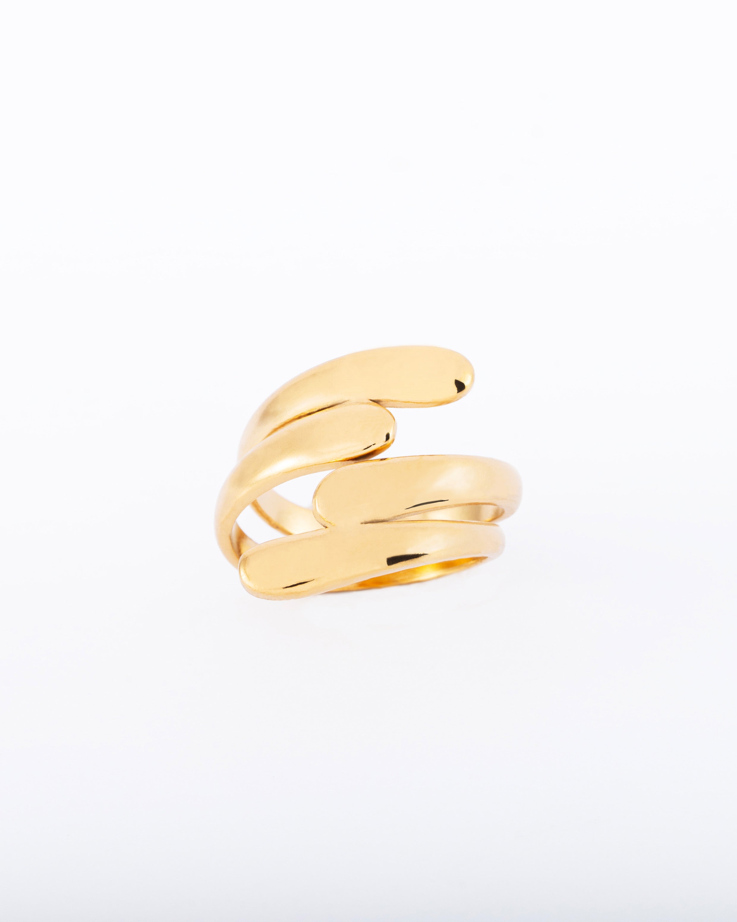 18K gold plated bold sculptural wrap ring with asymmetric ends — HYFN