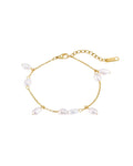 18K gold plated delicate chain bracelet with freshwater pearl charms — HYFN