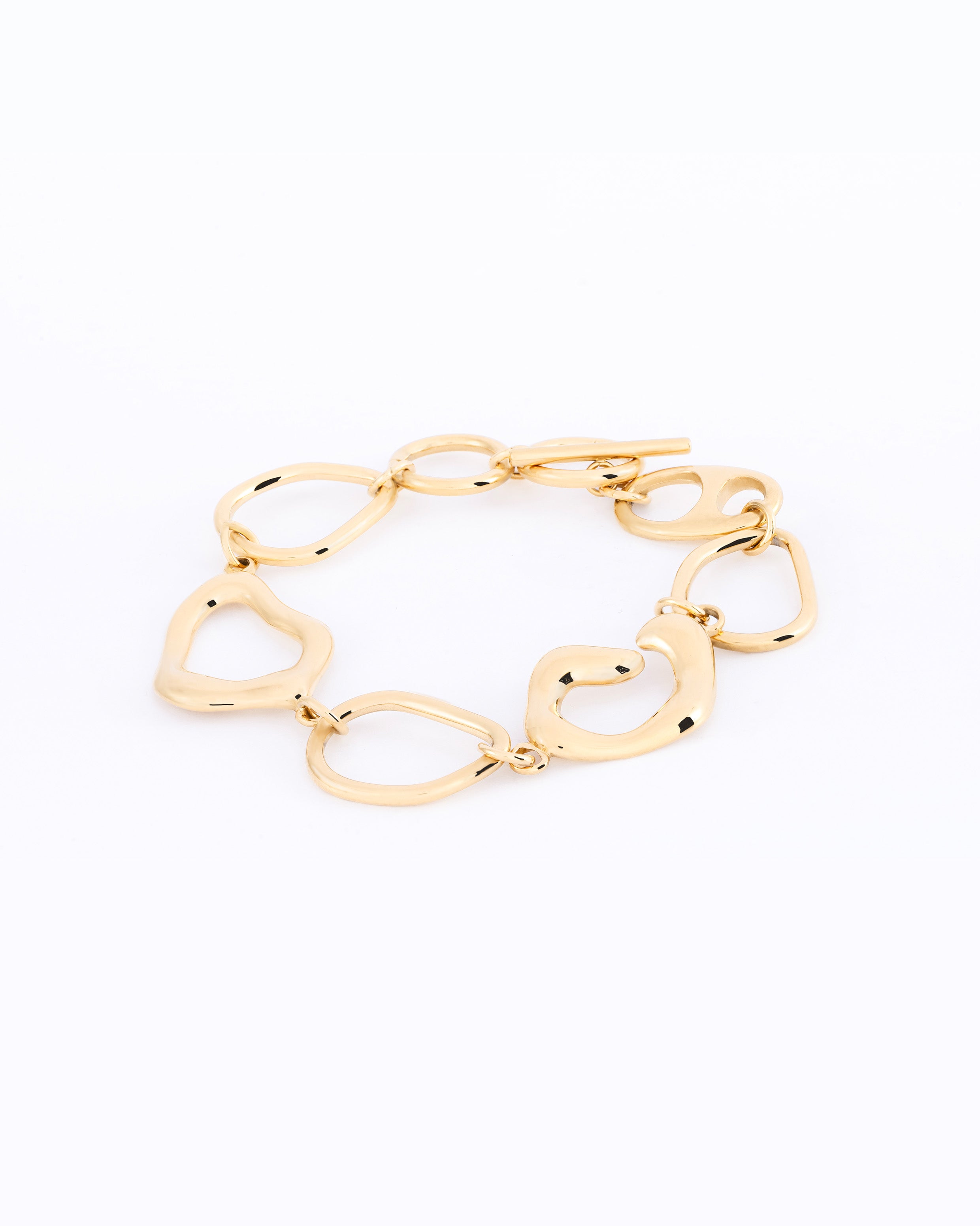 18K gold plated chunky organic link chain T-bar bracelet — HYFN