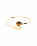 18K gold plated open cuff bracelet with tiger's eye teardrop stone — HYFN