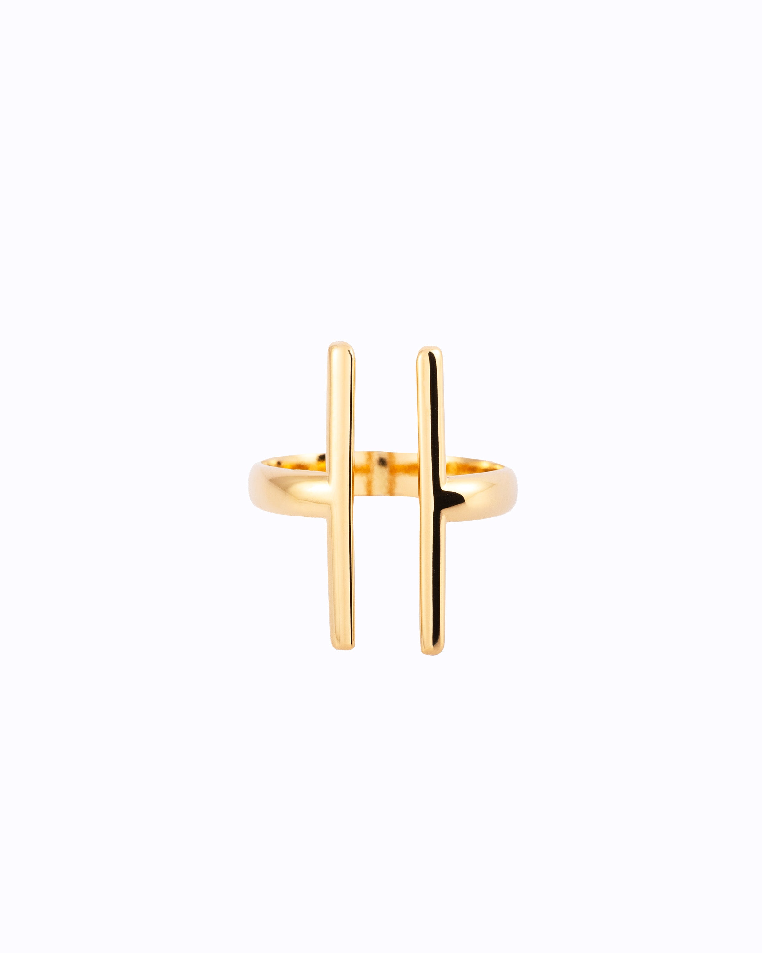 18K gold plated parallel double bar minimalist ring — HYFN