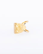 18K gold plated hammered sculptural wide band open ring — HYFN