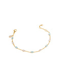 18K gold plated chain bracelet with blue and clear zircon stones — HYFN