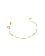 18K gold plated chain bracelet with blue and clear zircon stones — HYFN
