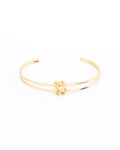 18K gold plated double wire open cuff bracelet with knot detail — HYFN