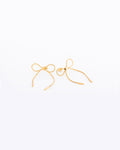 18K gold plated long wire bow stud earrings — HYFN