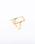 18K gold plated open rectangular cutout geometric ring — HYFN
