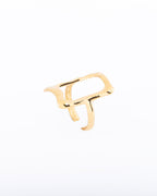 18K gold plated open rectangular cutout geometric ring — HYFN