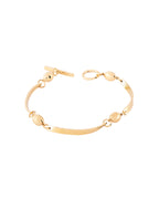 18K gold plated T-bar bracelet with ball chain and bar links — HYFN