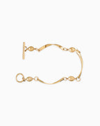 18K gold plated T-bar bracelet with twisted bar and ball links — HYFN