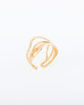 18K gold plated triple wave open adjustable ring — HYFN