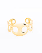 18K gold plated chunky sculpted open link cuff bracelet — HYFN