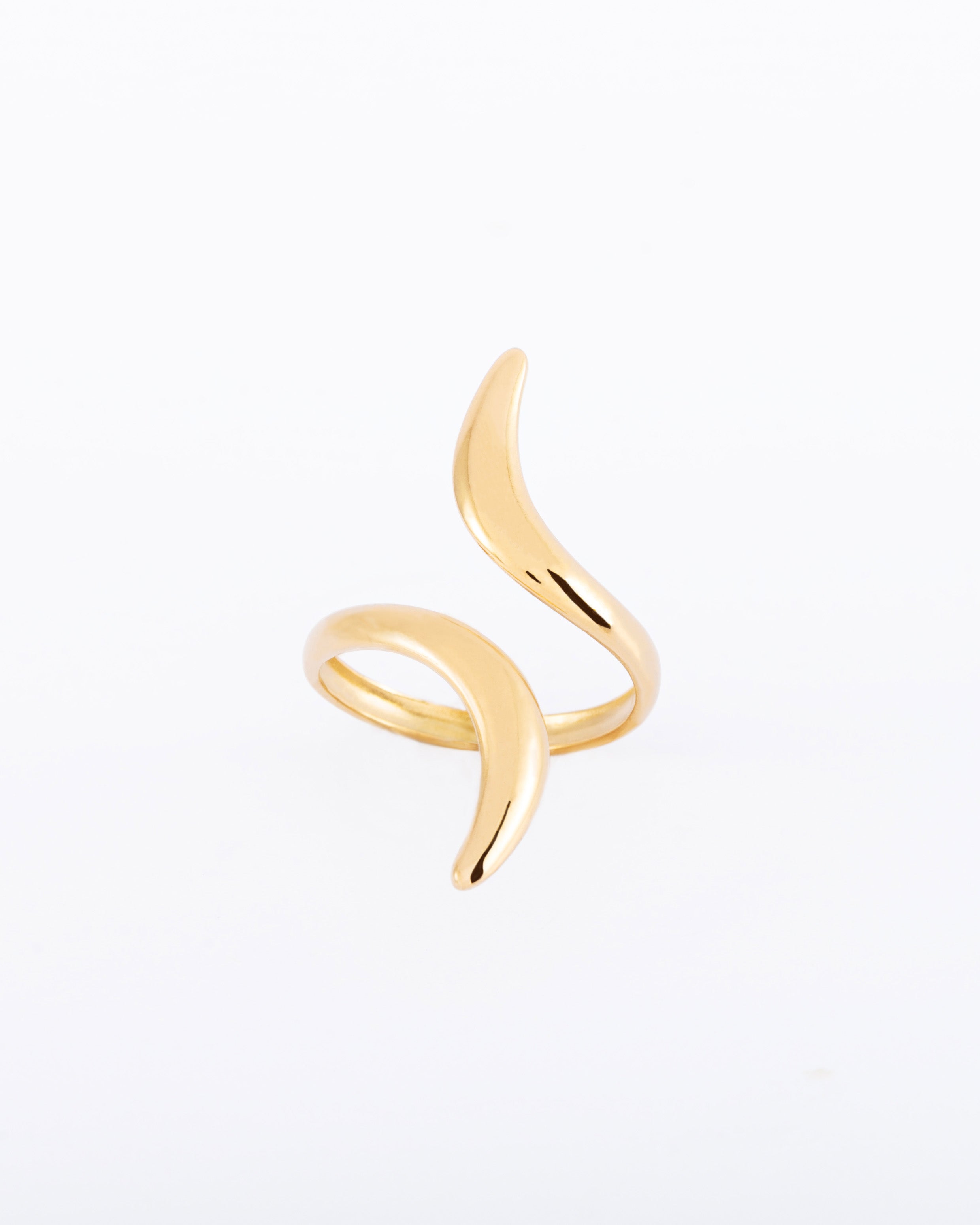 18K gold plated sculptural double twist snake ring — HYFN