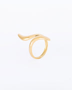 18K gold plated open snake wrap ring with tapered end — HYFN
