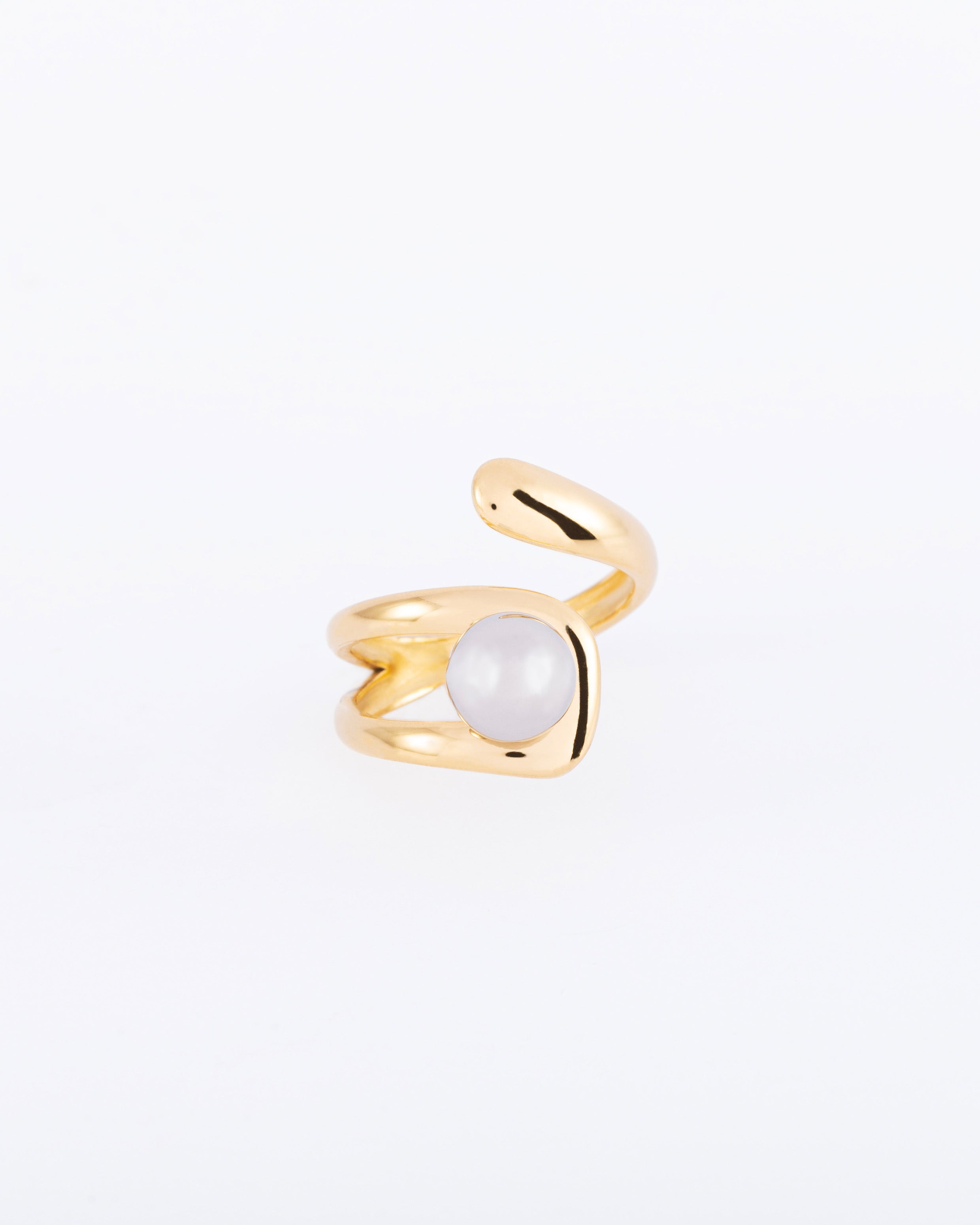 18K gold plated chunky wrap ring with silver pearl centre — HYFN