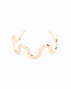 18K gold plated wave statement open cuff bracelet — HYFN