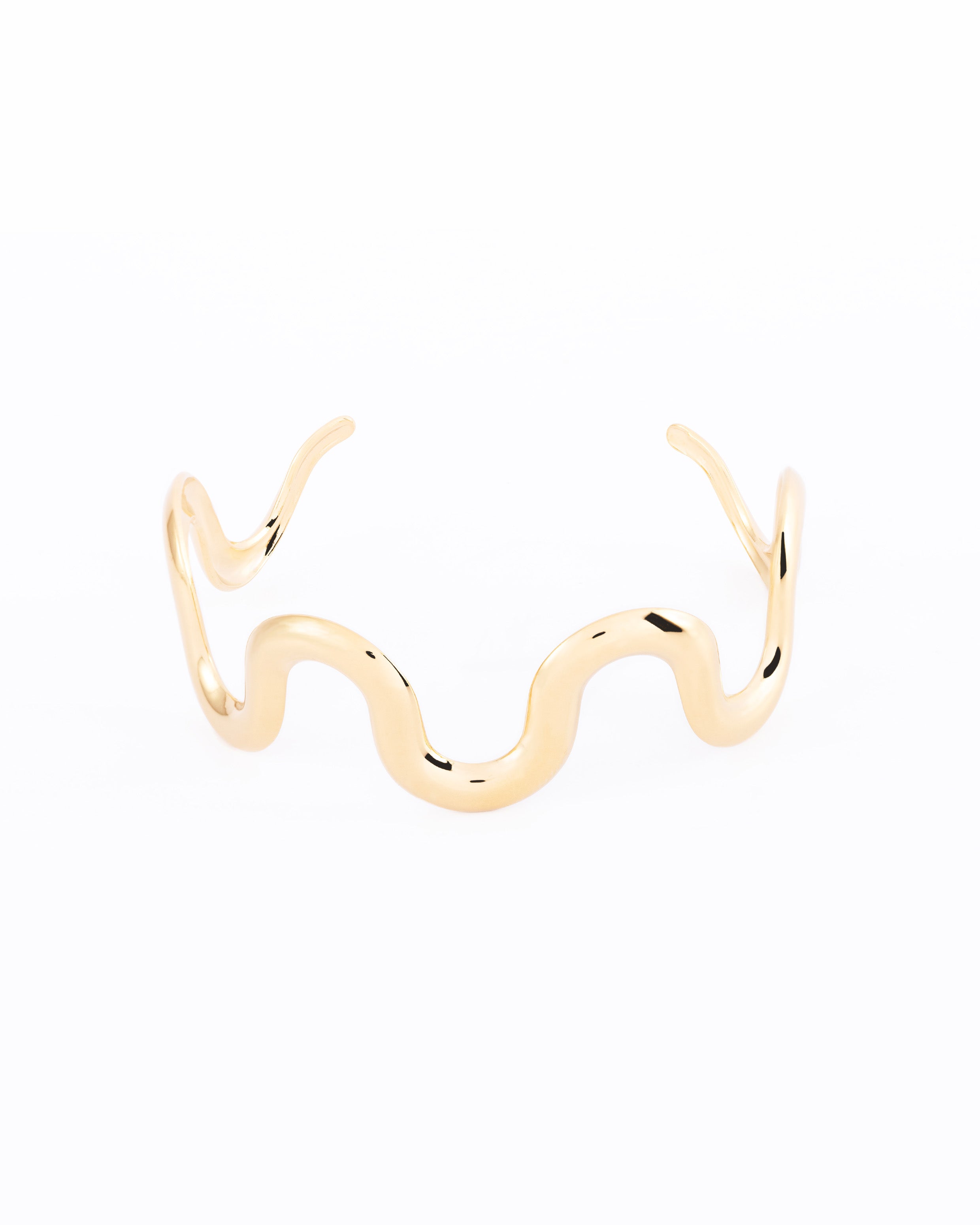 18K gold plated wave statement open cuff bracelet — HYFN