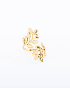 18K gold plated double olive branch wrap ring — HYFN