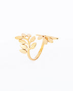 18K gold plated open wrap leaf branch statement ring — HYFN