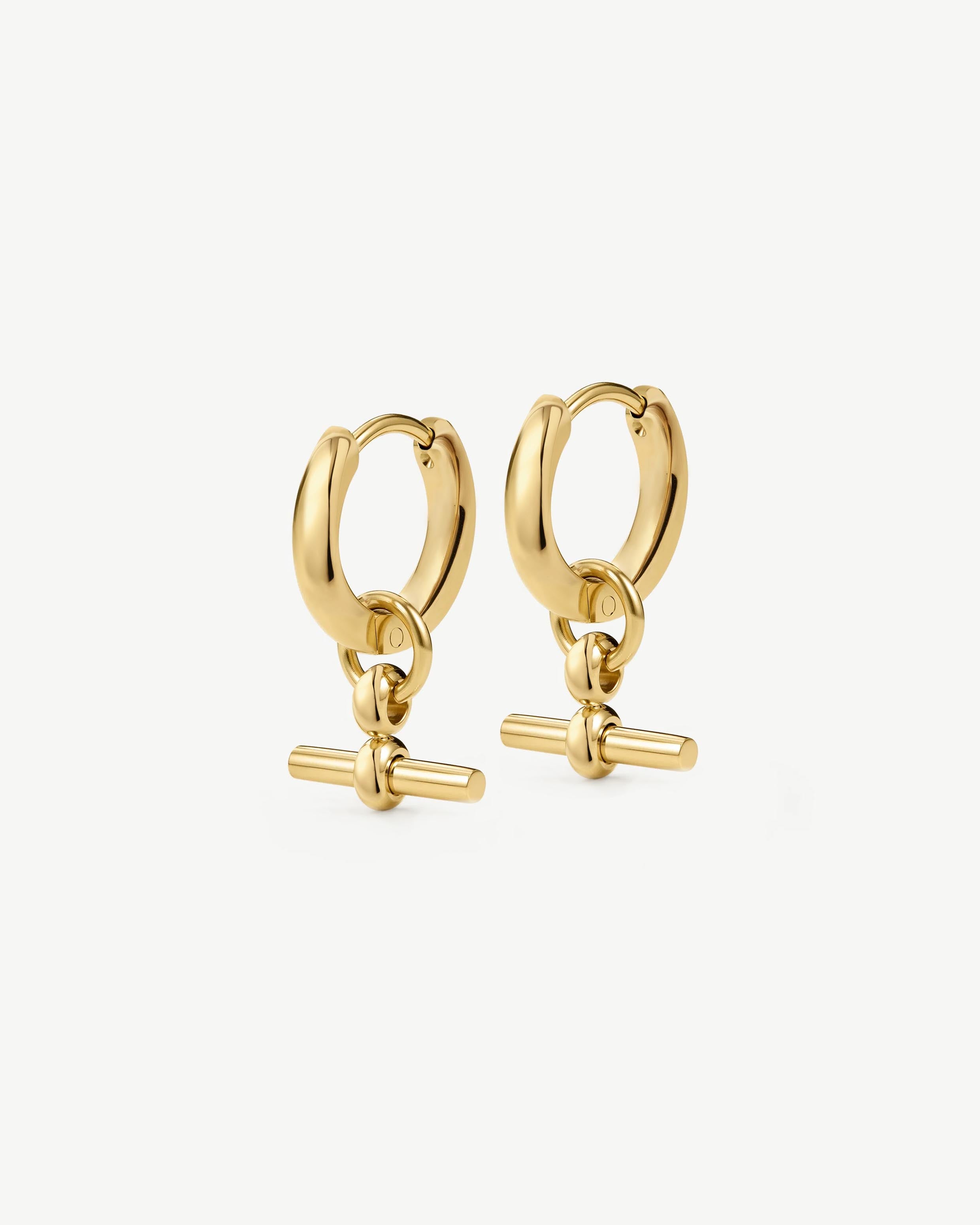 Waterproof Marine T-Bar Hoop Earring (18K Gold Plated)